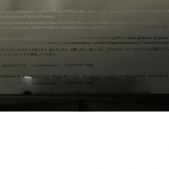 Battery A1321 for MacBook Pro 15" A1286 (Mid 2009,Mid 2010)